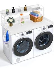 VEVOR Πλυντήριο Στεγνωτήριο Πάγκος με Ράφι 54"x27" Ξύλινο Κάλυμμα Πλυντηρίου Στεγνωτηρίου Λευκό
