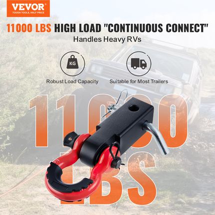 VEVOR 2" Trailer Shackle Hitch Receiver D-Ring Recovery for Truck Jeep 44100 lbs-thumb-1
