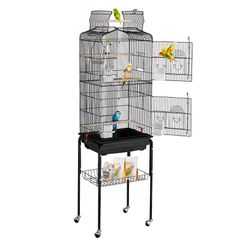 VEVOR Large Bird Cage 62 σε Rolling Metal Parakeet Cage for Cockatiels Parrot
