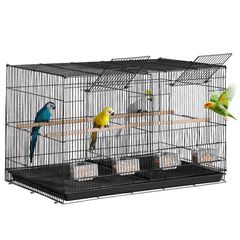 VEVOR Bird Flight Cage with Divider 18 σε Small Metal Parakeet Cage Black