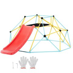 VEVOR Climbing Dome, 8FT Geometric Dome Climber με τσουλήθρα, για παιδιά 3 έως 9 ετών, Jungle Gym που υποστηρίζει 600LBS και εύκολη συναρμολόγηση, με λαβή αναρρίχησης, εξοπλισμό παιχνιδιού εξωτερικού