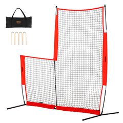 VEVOR L Screen Baseball για Batting Cage, 7x7 ft Baseball & Softball Screen Safety, Body Protector Φορητή οθόνη κτύπημα με τσάντα μεταφοράς & πασσάλους εδάφους, δίχτυ μπέιζμπολ για προστασία pitchers