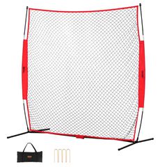 VEVOR Barricade Backstop Net, 7x7 ft Ball Sports Barrier Network, Φορητός εξοπλισμός εξάσκησης με τσάντα μεταφοράς, οθόνη προστασίας για προπόνηση χόκεϊ ποδοσφαίρου Baseball Softball Lacrosse, για Bac