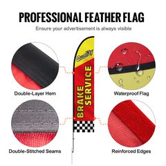 VEVOR Auto Repair Advertising Feather Flag Kit Swooper Flags and Poles 16,3 FT-thumb-5