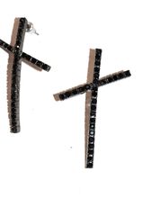 Σκουλαρίκια Antique diamond Σταυρός black ζιρκόνια 5cm από κλείσιμο καταστήματος RQ085