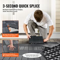 VEVOR Interlocking Deck Tiles 10 Pack 12"x12" Plastic for Orch Dark Grey-thumb-4