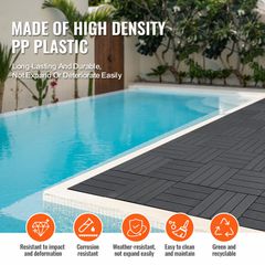 VEVOR Interlocking Deck Tiles 10 Pack 12"x12" Plastic for Orch Dark Grey-thumb-5