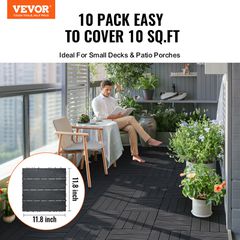 VEVOR Interlocking Deck Tiles 10 Pack 12"x12" Plastic for Orch Dark Grey-thumb-1