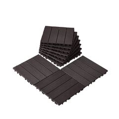 VEVOR Interlocking Deck Tiles 10 Pack 12"x12" Αδιάβροχο για Βεράντα Σκούρο Καφέ