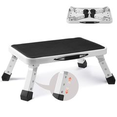 VEVOR Step Stool 1-Step 150KG Χωρητικότητα, Πτυσσόμενη ατσάλινη σκάλα 3 ρυθμιζόμενο ύψος, φορητά σκαμπό για ενήλικες, αντιολισθητικές στιβαρές σκάλες για γραφείο, τροχόσπιτα, κατοικίδια, μπάνια, υπνοδ