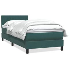 vidaXL Box Spring κρεβάτι με στρώμα σκούρο πράσινο 90x220 cm Velvet