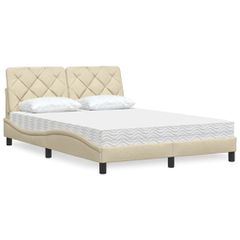 vidaXL Κρεβάτι Κρεμ 140x190 εκ. Υφασμάτινο