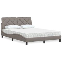 vidaXL Κρεβάτι με Στρώμα Taupe 140x200 εκ. Υφασμάτινο