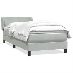 vidaXL Box Spring κρεβάτι με στρώμα ανοιχτό γκρι 90x210 cm Βελούδινο