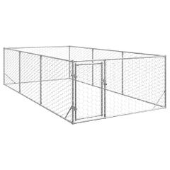 vidaXL Κλουβί Σκύλου Εξωτερ. Χώρου με πόρτα 2x4x1 μ. Γαλβαν. Ατσάλι