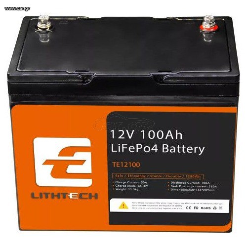 12V 100Ah Life PO4 Battery with Bluetooth Lithtech