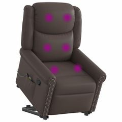 vidaXL Μόνιμη πολυθρόνα μασάζ Shiny Brown Faux Leather