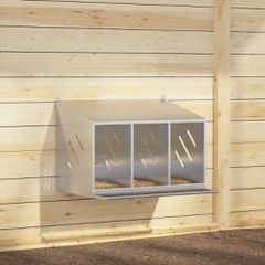 vidaXL Κουτί φωλιάς κοτόπουλου με 3 θήκες γαλβανισμένο ασήμι μέταλλο