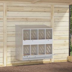 vidaXL Κουτί φωλιάς κοτόπουλου με 8 θήκες γαλβανισμένο ασήμι μέταλλο