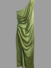 Εφαρμοστό ελαστικό Αμπιγέ Φόρεμα εξαιρετικής ποιότητας με έναν ώμο και σκίσιμο στο πόδι