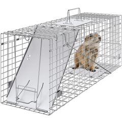VEVOR Live Animal Cage Trap, 31" x 10" x 12" Humane Cat Trap Γαλβανισμένο Σίδερο, Πτυσσόμενη Παγίδα Ζώων με Λαβή για κουνέλια, αδέσποτες γάτες, σκίουρους, ρακούν, αγριόχοιρους και οπόσουμ
