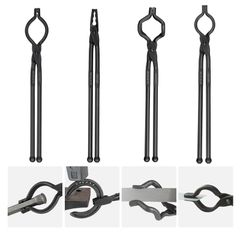VEVOR Blacksmith Tongs, 18” 4 ΤΕΜ, V-Bit Bolt Tongs, Wolf Jaw Tongs, Z V-Bit Tongs and Gripping Tongs, Carbon Steel Forge Tongs με Α3 Ατσάλινα πριτσίνια, για αρχάριους και έμπειρους σιδηρουργούς, λεπί