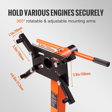 Βάση κινητήρα VEVOR 1500LBS Πτυσσόμενο ανυψωτικό μοτέρ Dolly με ρυθμιζόμενη κεφαλή τοποθέτησης-thumb-2