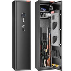 VEVOR 7-8 Rifles Gun Safe, Rifle Safe με ψηφιακό πληκτρολόγιο & κλειδαριά, ντουλάπι αποθήκευσης όπλων για κυνηγετικά όπλα με ενσωματωμένο ντουλάπι αποθήκευσης, αφαιρούμενο ράφι αποθήκευσης για το σπίτ