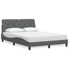 vidaXL Κρεβάτι με Στρώμα Σκούρο Γκρι 140x200 εκ Υφασμάτινο