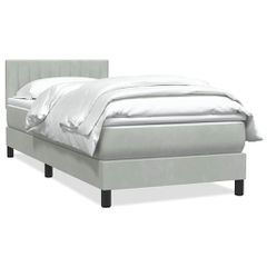 vidaXL Box Spring κρεβάτι με στρώμα ανοιχτό γκρι 80x220 cm Βελούδινο