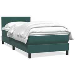 vidaXL Box Spring Κρεβάτι με στρώμα Σκούρο πράσινο 80x210 cm Velvet