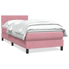 vidaXL Box Spring κρεβάτι με στρώμα ροζ 80x210 εκ. Βελούδινο