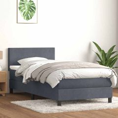 vidaXL Box Spring Κρεβάτι με στρώμα Σκούρο γκρι 80x210 εκ. Βελούδινο