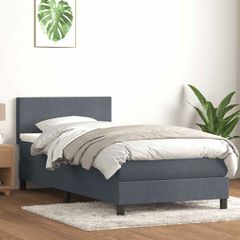 vidaXL Box Spring Κρεβάτι με στρώμα Σκούρο γκρι 80x210 εκ. Βελούδινο