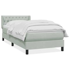 vidaXL Box Spring κρεβάτι με στρώμα ανοιχτό γκρι 90x220 εκ. Βελούδινο