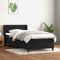 vidaXL Box Spring Κρεβάτι με στρώμα Μαύρο 80x210 εκ. Βελούδινο