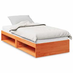 vidaXL Καναπές Κρεβάτι με Στρώμα Καφέ 80x200 εκ. Μασίφ Ξύλο Πεύκου