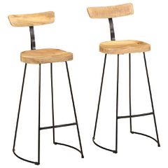 vidaXL Σκαμπό Μπαρ 2 τεμ. 49x43x103 εκ. από Μασίφ Ξύλο Μάνγκο