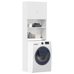 vidaXL Ντουλάπι Πλυντηρίου Γυαλιστερό Λευκό 64x24x190 εκ Επεξ. Ξύλο