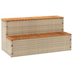 vidaXL Βήμα υδρομασάζ Μπεζ 100x50x50,5 εκ. Συνθετικό Ρατάν/Ακακίας