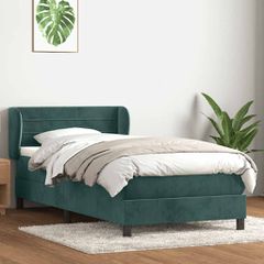 Box Spring κρεβάτι με στρώμα σκούρο πράσινο 80x220εκ. Βελούδινο 3317634