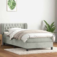 Box Spring κρεβάτι με στρώμα ανοιχτό γκρι 80x220 cm Βελούδινο 3317799