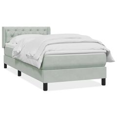 Box Spring κρεβάτι με στρώμα ανοιχτό γκρι 80x220 cm Βελούδινο 3318387