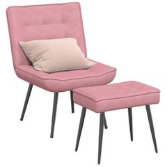 Πολυθρόνα Relax Ροζ Βελούδινη με Σκαμπό 4012330