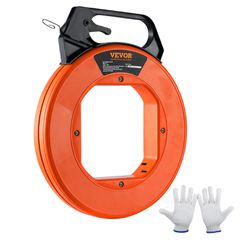 VEVOR Fish Tape, 240 ποδιών, 1/8 ιντσών, εξολκέα από χαλύβδινο σύρμα με βελτιστοποιημένο περίβλημα και λαβή, εύχρηστο εργαλείο εξολκέα καλωδίων, εύκαμπτα εργαλεία ψαρέματος με σύρμα για τοίχους και ηλ