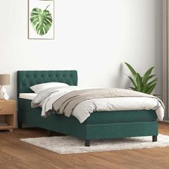 Box Spring κρεβάτι με στρώμα σκούρο πράσινο 80x220εκ. Βελούδινο 3316524