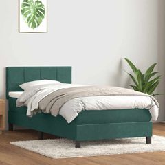 Box Spring κρεβάτι με στρώμα σκούρο πράσινο 80x220εκ. Βελούδινο 3316236