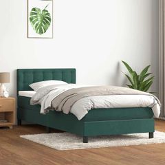 Box Spring κρεβάτι με στρώμα σκούρο πράσινο 80x220εκ. Βελούδινο 3316620