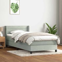 Box Spring κρεβάτι με στρώμα ανοιχτό γκρι 80x220 cm Βελούδινο 3318219