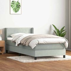 Box Spring κρεβάτι με στρώμα ανοιχτό γκρι 80x220 cm Βελούδινο 3318051